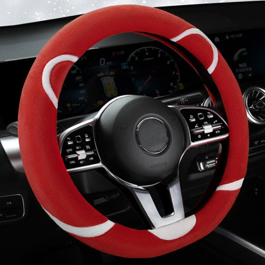 Car Steering Wheel Cartoon Short Fluff Handle Cover, Size: 38cm(Red D Shape) by buy2fix