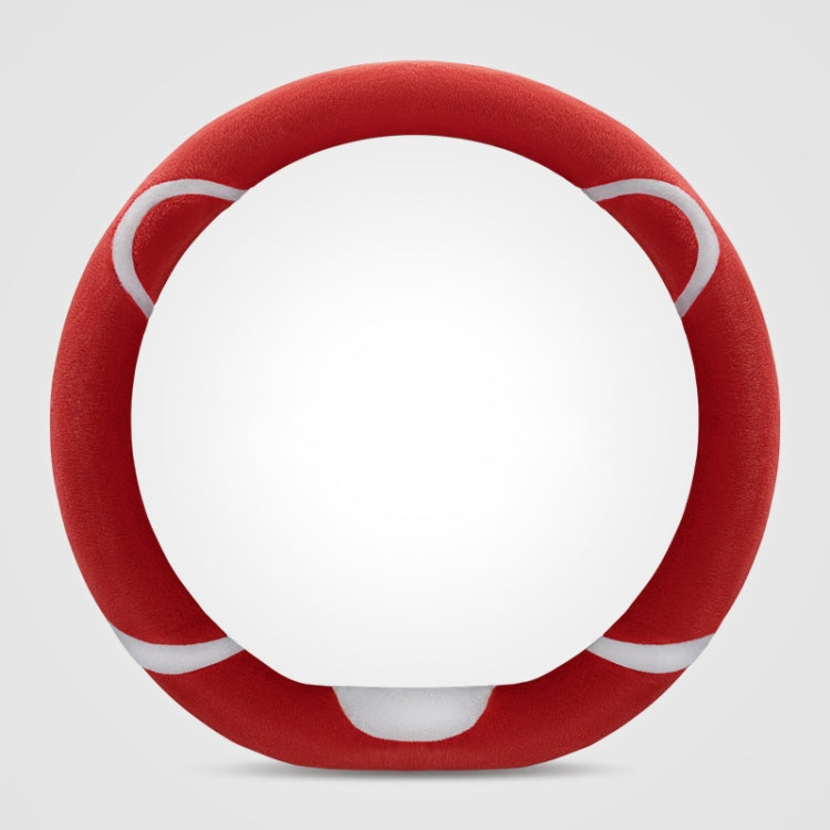 Car Steering Wheel Cartoon Short Fluff Handle Cover, Size: 38cm(Red D Shape) by buy2fix
