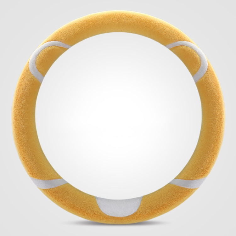 Car Steering Wheel Cartoon Short Fluff Handle Cover, Size: 38cm(Yellow Round) by buy2fix