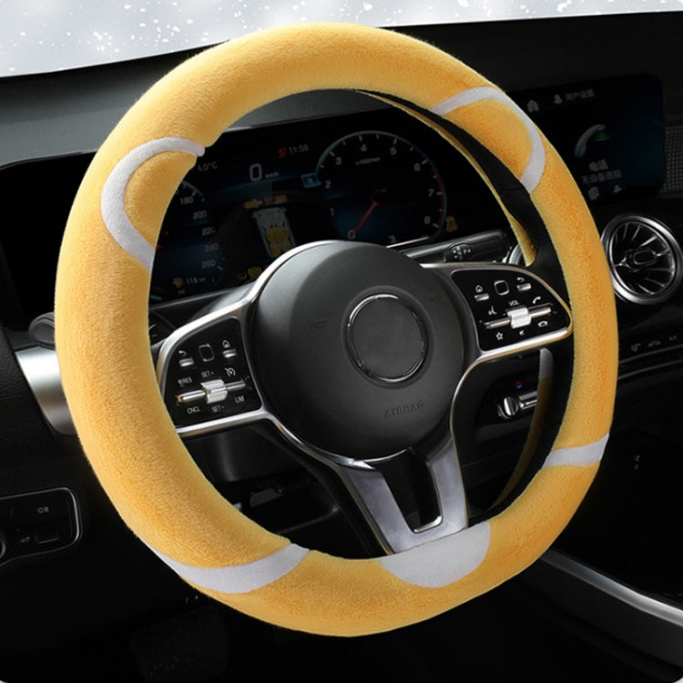 Car Steering Wheel Cartoon Short Fluff Handle Cover, Size: 38cm(Yellow D Shape) by buy2fix