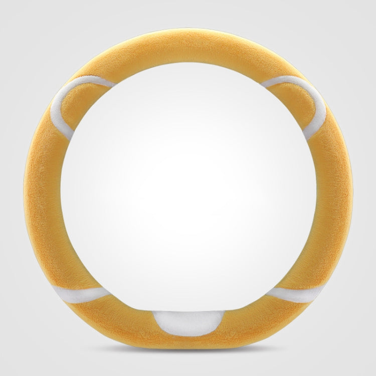 Car Steering Wheel Cartoon Short Fluff Handle Cover, Size: 38cm(Yellow D Shape) by buy2fix
