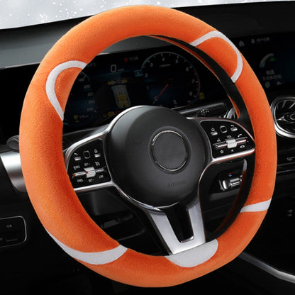 Car Steering Wheel Cartoon Short Fluff Handle Cover, Size: 38cm(Orange D Shape) by buy2fix