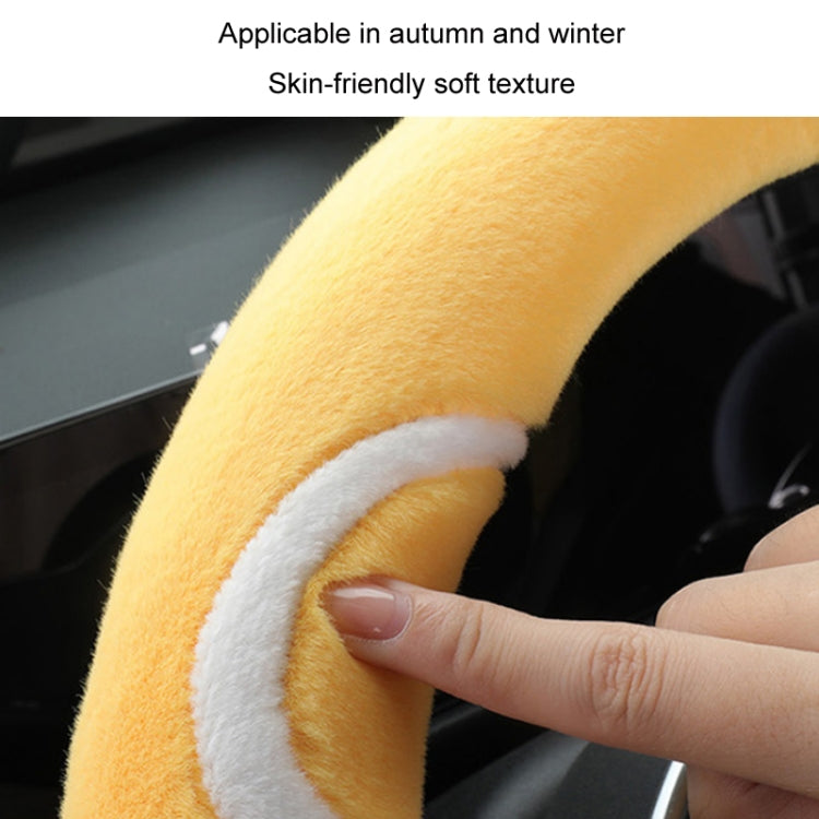 Car Steering Wheel Cartoon Short Fluff Handle Cover, Size: 38cm(Black White Round) by buy2fix