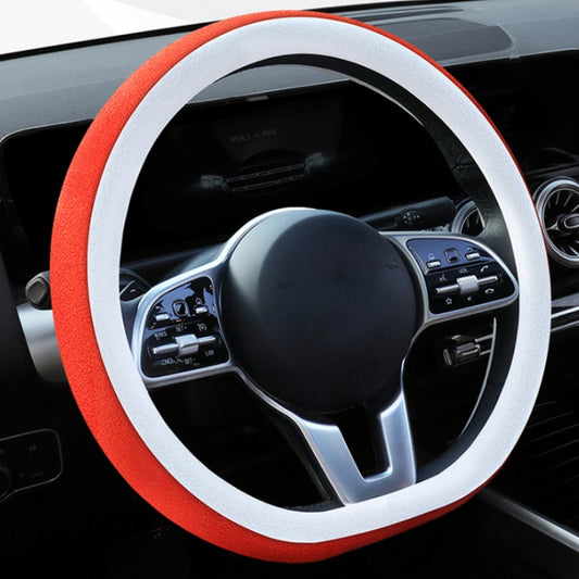 Car Steering Wheel Short Plush Winter Non-slip Grip Cover, Size: 38cm(D Shaped Orange) by buy2fix