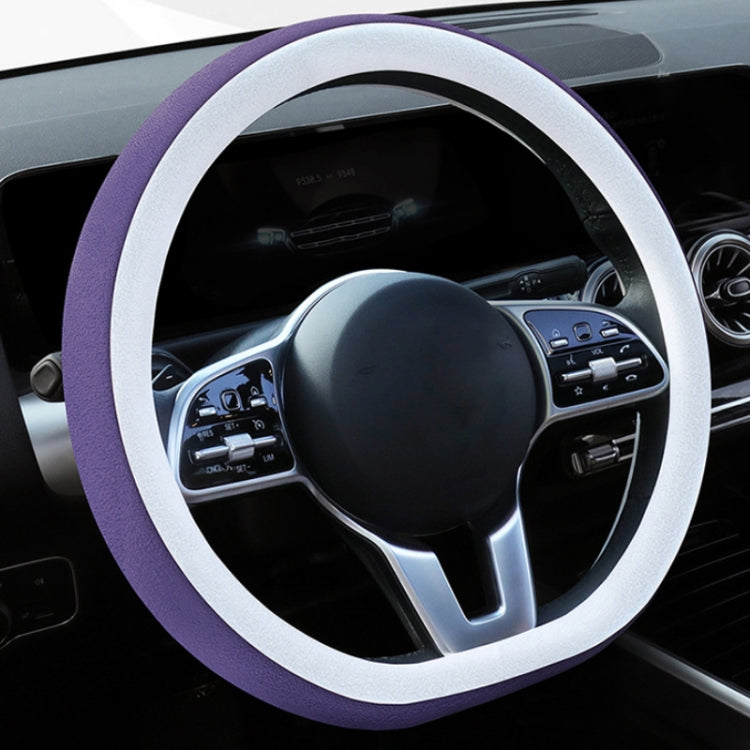 Car Steering Wheel Short Plush Winter Non-slip Grip Cover, Size: 38cm(D Shaped Purple) by buy2fix