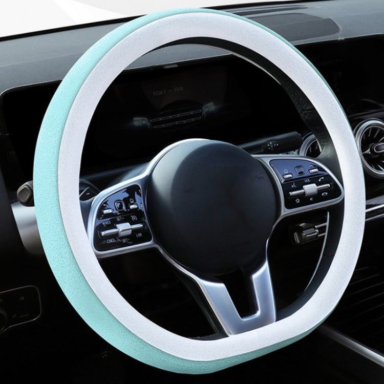 Car Steering Wheel Short Plush Winter Non-slip Grip Cover, Size: 38cm(D Shaped Blue) by buy2fix