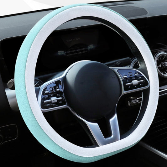 Car Steering Wheel Short Plush Winter Non-slip Grip Cover, Size: 38cm(D Shaped Blue) by buy2fix