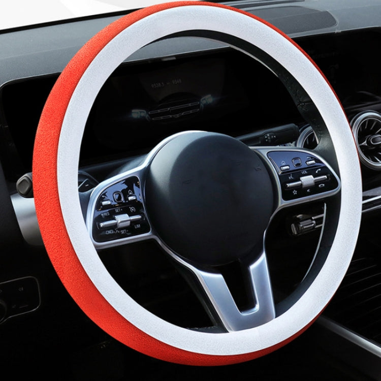 Car Steering Wheel Short Plush Winter Non-slip Grip Cover, Size: 38cm(Round Orange) by buy2fix