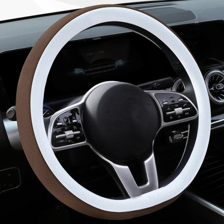 Car Steering Wheel Short Plush Winter Non-slip Grip Cover, Size: 38cm(Round Brown) by buy2fix