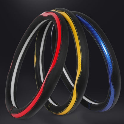 Car Steering Wheel Carbon Fiber Breathable Wear-resistant Leather Case, Size: 38cm(Red Round) by buy2fix