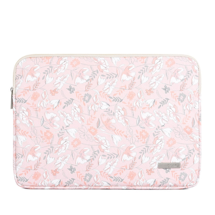 G4-01 13 Inch Laptop Liner Bag PU Leather Printing Waterproof Protective Cover(Light Pink) by buy2fix