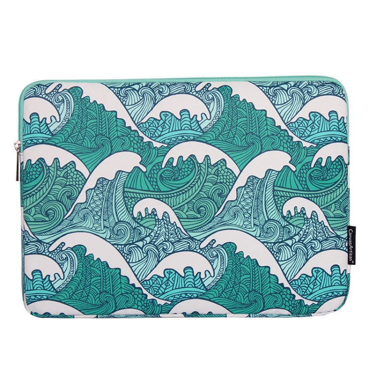H3-04 11 Inch PU Leather Printing Laptop Liner Bag Tablet Sleeve Bag(Green Wave) by buy2fix