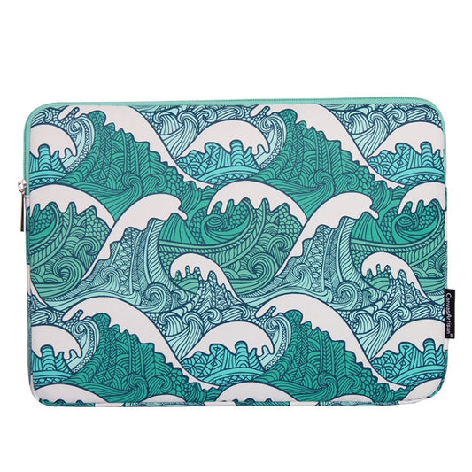 H3-04 11 Inch PU Leather Printing Laptop Liner Bag Tablet Sleeve Bag(Green Wave) by buy2fix