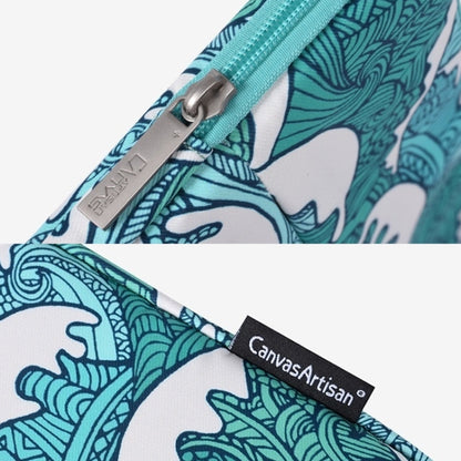 H3-04 11 Inch PU Leather Printing Laptop Liner Bag Tablet Sleeve Bag(Green Wave) by buy2fix