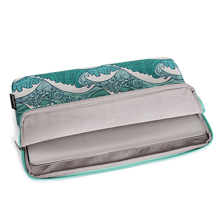 H3-04 14 Inch PU Leather Printing Laptop Liner Bag Tablet Sleeve Bag(Green Wave) by buy2fix