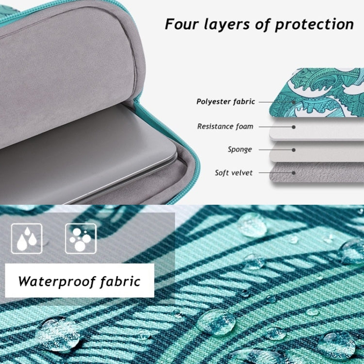 H3-04 14 Inch PU Leather Printing Laptop Liner Bag Tablet Sleeve Bag(Green Wave) by buy2fix