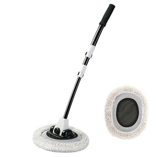 Soft Hair Curved Rod Car Wash Long Handle Telescopic Mop, Color: Black White Replacement Head - Car washing supplies by buy2fix | Online Shopping UK | buy2fix