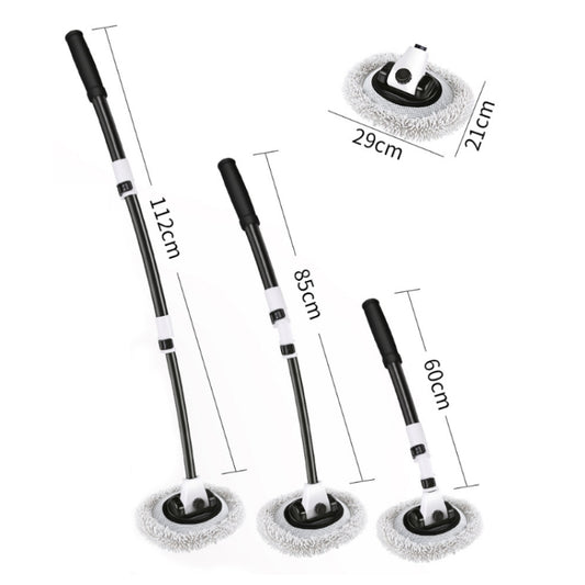 Soft Hair Curved Rod Car Wash Long Handle Telescopic Mop, Color: Black White Replacement Head - Car washing supplies by buy2fix | Online Shopping UK | buy2fix