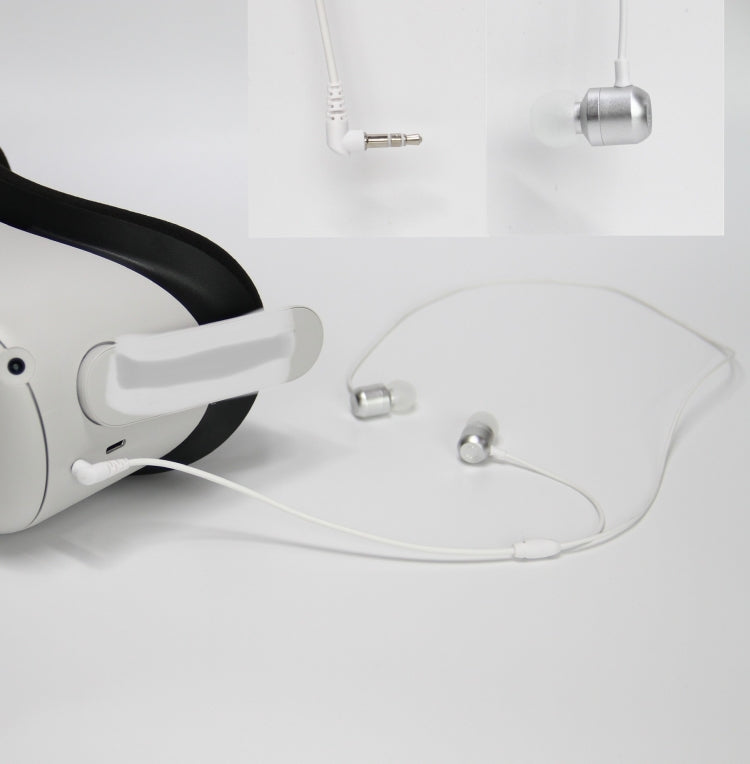 For Meta Quest 2 VR Glasses Ear-in Headset 3.5 Elbow Aluminum Earphones(White) - VR Accessories by buy2fix | Online Shopping UK | buy2fix