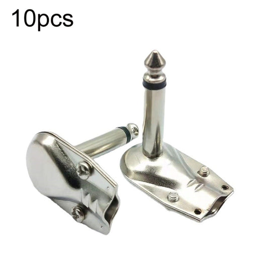 10pcs 6.35mm Right Angle Guitar Plug Audio Microphone Amplifier Connector, Specification: Mono - Microphone Audio Cable & Connector by buy2fix | Online Shopping UK | buy2fix