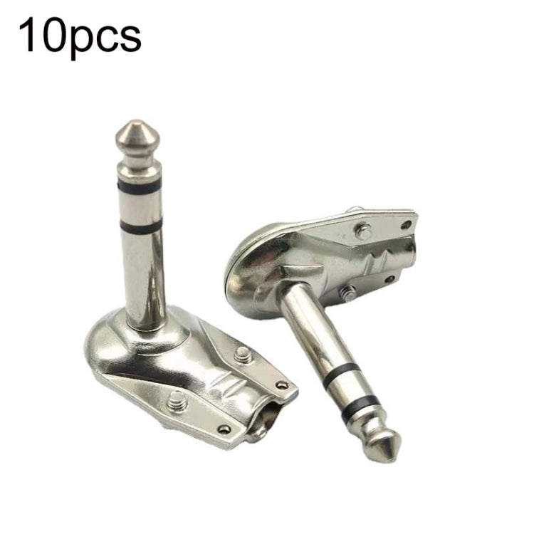 10pcs 6.35mm Right Angle Guitar Plug Audio Microphone Amplifier Connector, Specification: Binaural - Microphone Audio Cable & Connector by buy2fix | Online Shopping UK | buy2fix