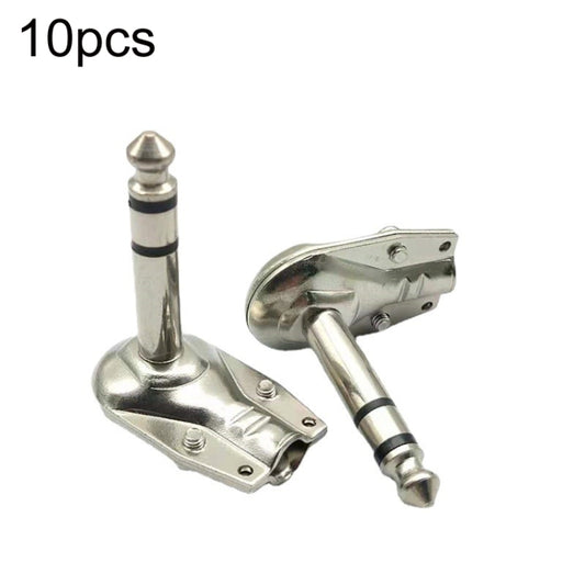 10pcs 6.35mm Right Angle Guitar Plug Audio Microphone Amplifier Connector, Specification: Binaural - Microphone Audio Cable & Connector by buy2fix | Online Shopping UK | buy2fix