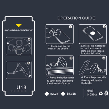 U18 Mini Car Foldable Rotating Magnetic Mobile Phone Navigation Holder(Silver) - Universal Car Holders by buy2fix | Online Shopping UK | buy2fix