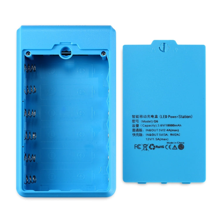 Q6 Removable 6 Sections 18650 Battery Box Charger Case, Style: Ordinary(Blue) - Battery Storage Box by buy2fix | Online Shopping UK | buy2fix