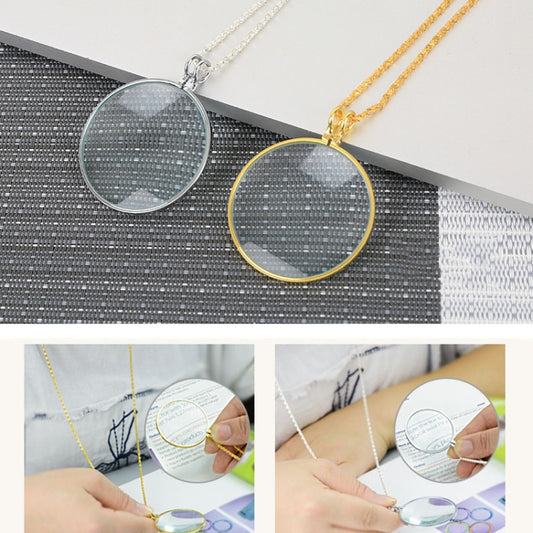 Metal Chain Round Expansion Mirror Glass Lens Necklace Magnifier(Gold) - Others by buy2fix | Online Shopping UK | buy2fix