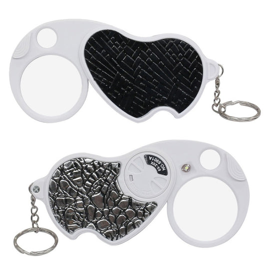 6901A 8X 20X Double Lens Folding Magnifier With LED Lamp and Keychain(Black) - Hand Held Style by buy2fix | Online Shopping UK | buy2fix