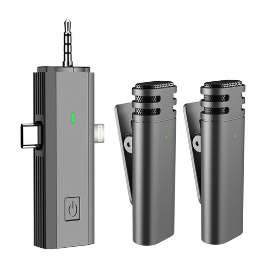 S17 Wireless  3 In 1 Lavalier MIC For Phone SLR Camera Loudspeaker ,Spec:  1 Drag Two Full Black - Microphone by buy2fix | Online Shopping UK | buy2fix