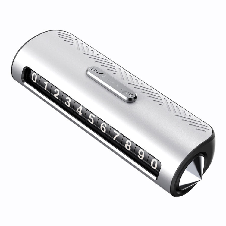 Vehicle Safety Hammer Temporary Parking Phone Number Plate(Silver) by buy2fix