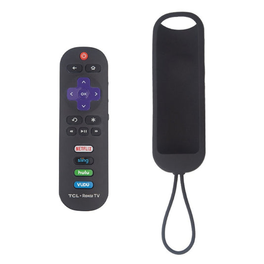 For TCL Roku RC280/RC282 2pcs Oval Remote Control Silicone Case(Black) - Remote Control Covers by buy2fix | Online Shopping UK | buy2fix