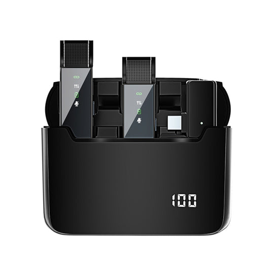 S16-S One To Two Black Digital Display Wireless Lavalier Microphone With Charging Compartment,Spec: USB-C/Type-C Interface