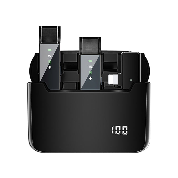 S16-S One To Two Black Digital Display Wireless Lavalier Microphone With Charging Compartment,Spec: 8 Pin Interface - Microphone by buy2fix | Online Shopping UK | buy2fix
