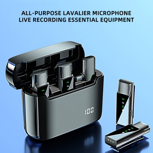 S16-S One To Two Black Digital Display Wireless Lavalier Microphone With Charging Compartment,Spec: 8 Pin Interface - Microphone by buy2fix | Online Shopping UK | buy2fix