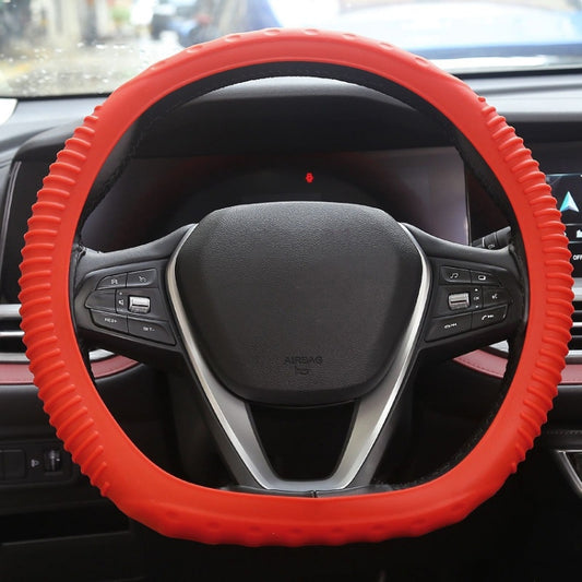 Silicone Non-slip Wear-resistant Concave Point Car Steering Wheel Cover, Size: 34-38cm(Red) - Steering Wheel Accessories by buy2fix | Online Shopping UK | buy2fix