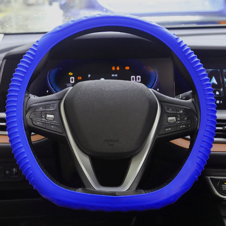 Silicone Non-slip Wear-resistant Concave Point Car Steering Wheel Cover, Size: 34-38cm(Blue) by buy2fix