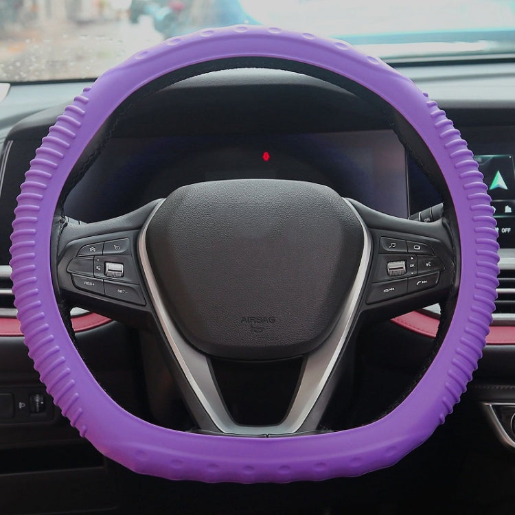 Silicone Non-slip Wear-resistant Concave Point Car Steering Wheel Cover, Size: 34-38cm(Purple) by buy2fix