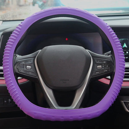 Silicone Non-slip Wear-resistant Concave Point Car Steering Wheel Cover, Size: 34-38cm(Purple) by buy2fix
