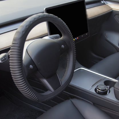 Silicone Non-slip Wear-resistant Concave Point Car Steering Wheel Cover, Size: 34-38cm(Grey) by buy2fix