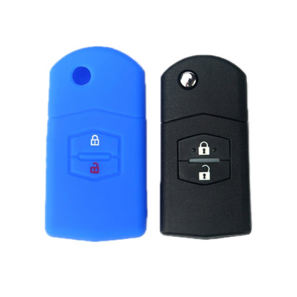 For Mazda M6/CX-5 2pcs Remote Control Folding 2 Button Silicone Case(Apple Green) by buy2fix