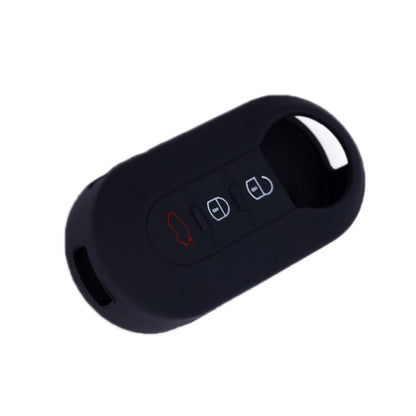 For Fiat 500 2pcs Folding 3 Button Remote Control Silicone Case(Black) by buy2fix