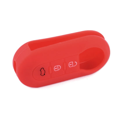For Fiat 500 2pcs Folding 3 Button Remote Control Silicone Case(Red) by buy2fix