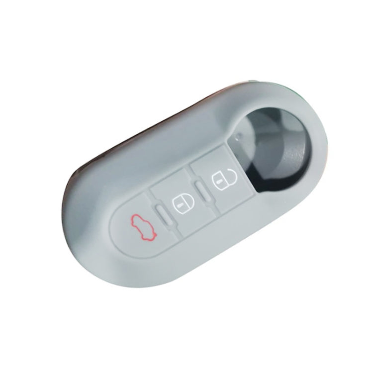 For Fiat 500 2pcs Folding 3 Button Remote Control Silicone Case(White Gray) by buy2fix