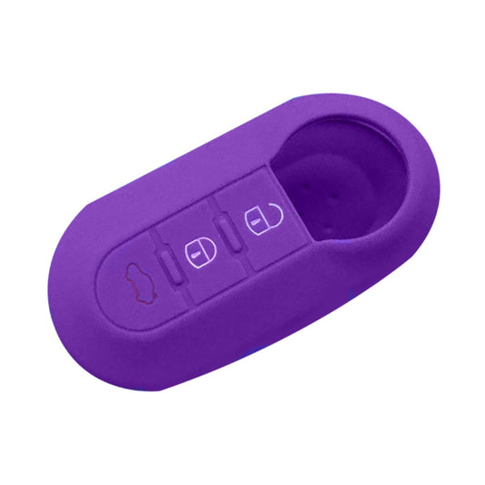 For Fiat 500 2pcs Folding 3 Button Remote Control Silicone Case(Purple) by buy2fix