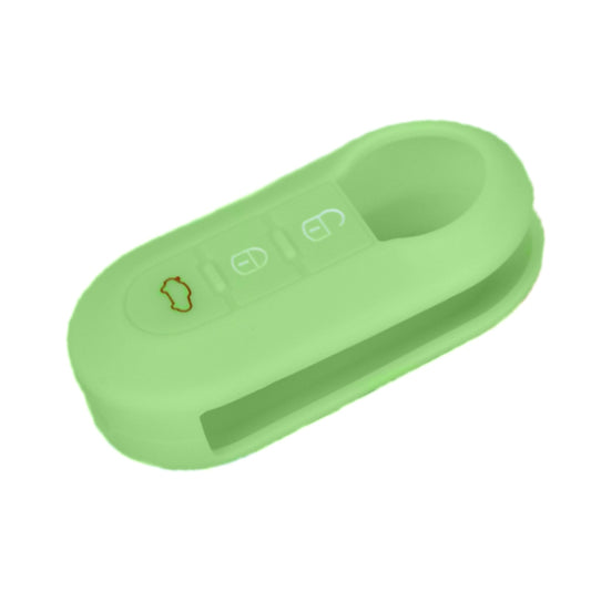 For Fiat 500 2pcs Folding 3 Button Remote Control Silicone Case(Apple Green) by buy2fix