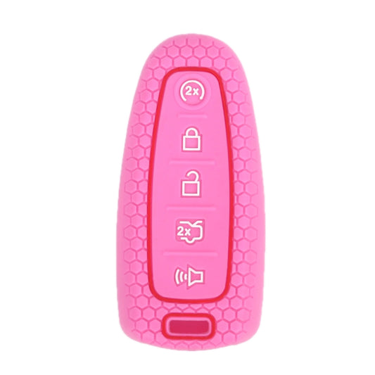 For Ford Edge/Explorer 2pcs 5-Button Key Silicone Case(Pink) by buy2fix