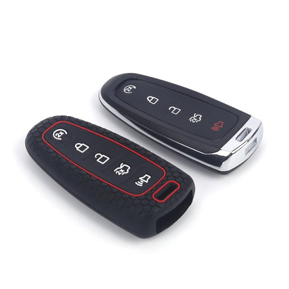 For Ford Edge/Explorer 2pcs 5-Button Key Silicone Case(Pink) by buy2fix
