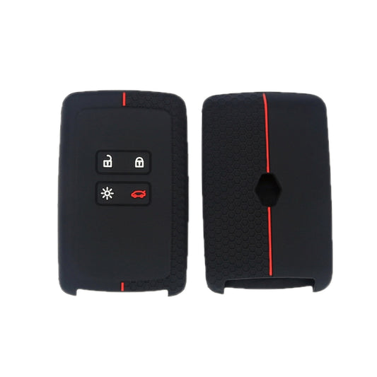 For Renault Koleos/Megane 2pcs 4 Button Honeycomb Pattern Silicone Key Cover(Black Red Line) - Car Key Cases by buy2fix | Online Shopping UK | buy2fix